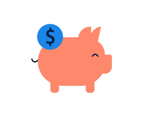 Wall Mural - Isolated piggy bank vector illustration in flat style design.	