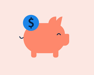 Wall Mural - piggy bank vector illustration in flat style design.	