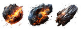 Set of Fiery Falling Meteor Rocks