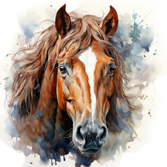 Wall Mural - watercolor horse clipart, Generative Ai