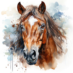 Wall Mural - watercolor horse clipart, Generative Ai