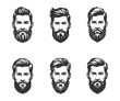 © YURCHENKO ROMAN - Bearded man face set. Vector illustration