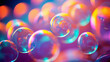 abstract pc desktop wallpaper background with flying bubbles on a colorful background. aspect ratio  