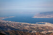 Panoramic view of the Strait of Messina, in the place planned for the construction of the longest single-span bridge in the world which will connect Sicily with the continent.