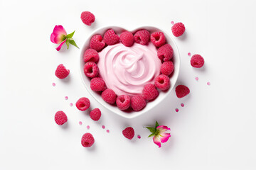 Wall Mural - Heart shaped Raspberry Yogurt