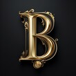 3d luxury golden letter B icon