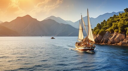 Wall Mural - sailing boat on the sea
