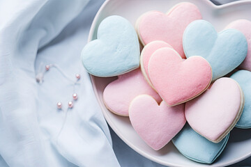 Wall Mural - Heart-shaped sugar cookies with icing, Valentine Bakery 