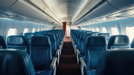 Poster - A commercial airline cabin interior. Generative AI.