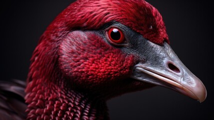 Poster - A close up of a red bird with bright eyes and feathers, AI