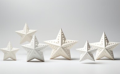 Wall Mural - white stars 3d render background and texture. Minimal christmas backdrop.