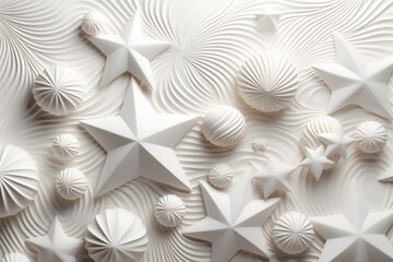 Wall Mural - minimal white stars 3d render background and texture 