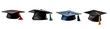 © Alan - set of student graduation cap isolated on white or transparent background; university education or bachelor student graduate hat cut out