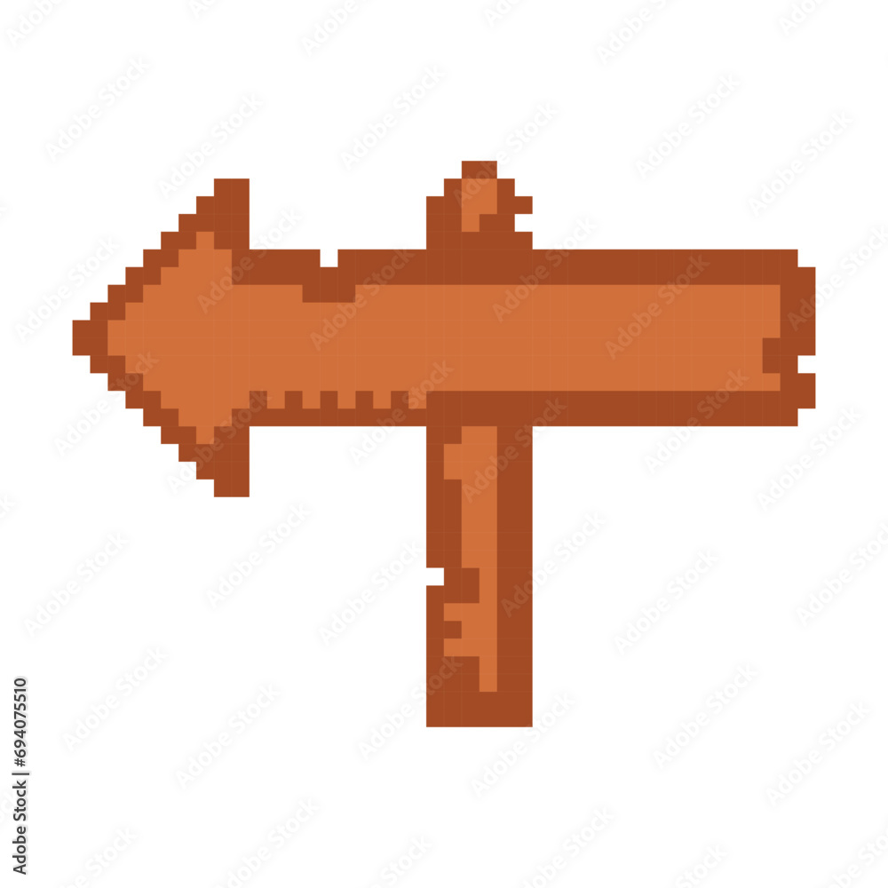 Pixel wooden roadside sign, old village, 8 bit timber roadside pointer ...