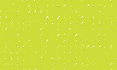 Poster - Seamless background pattern of evenly spaced white microphone symbols of different sizes and opacity. Vector illustration on lime background with stars