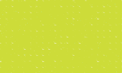 Poster - Seamless background pattern of evenly spaced white rake symbols of different sizes and opacity. Vector illustration on lime background with stars