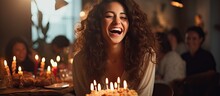 Woman Celebrating Birthday Successfully With Friends
