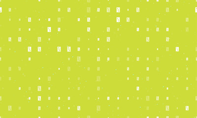 Poster - Seamless background pattern of evenly spaced white Three of Spades playing cards of different sizes and opacity. Vector illustration on lime background with stars