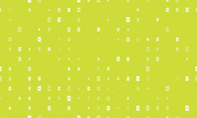 Poster - Seamless background pattern of evenly spaced white ace of heart cards of different sizes and opacity. Vector illustration on lime background with stars