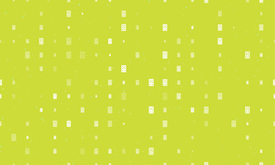 Poster - Seamless background pattern of evenly spaced white seven of hearts playing cards of different sizes and opacity. Vector illustration on lime background with stars