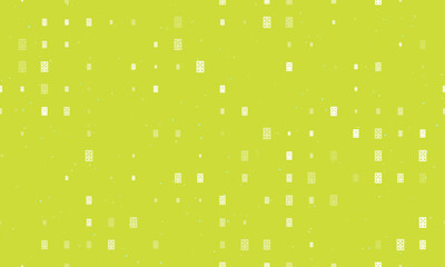 Poster - Seamless background pattern of evenly spaced white seven of spades playing cards of different sizes and opacity. Vector illustration on lime background with stars