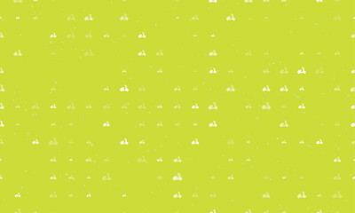 Poster - Seamless background pattern of evenly spaced white scooter symbols of different sizes and opacity. Vector illustration on lime background with stars