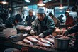 japanese fish sellers in a market