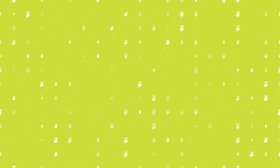 Poster - Seamless background pattern of evenly spaced white owl symbols of different sizes and opacity. Vector illustration on lime background with stars