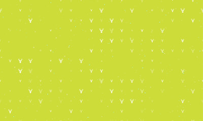 Poster - Seamless background pattern of evenly spaced white deer head symbols of different sizes and opacity. Vector illustration on lime background with stars