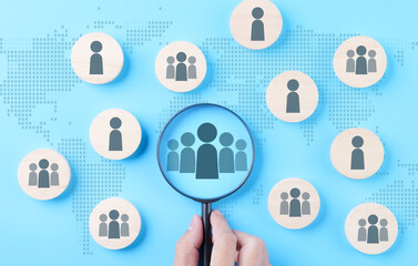 hr, human resources management technology concept. hr professional select career recruit on websites