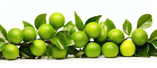 Wall Mural - Lime citrus tree, found in Asia and Central America, grows 3-6 meters with thorny branches, oval leaves, and small petioles.