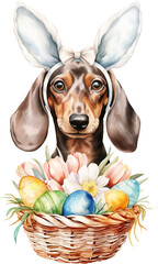 Aufkleber - Dachshund portrait watercolour illustration created with Generative AI technology