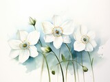 Fototapeta Kwiaty - Superb Watercolor Illustration of White Flowers in a Garden AI Generated
