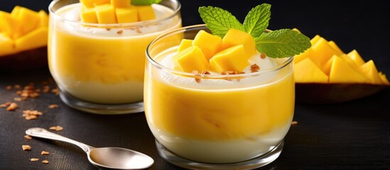 Wall Mural - Mango sago dessert, closer view.