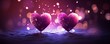 romantic hearts dance on vibrant purple canvas, Generative AI