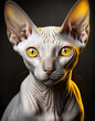 Portret pięknego bezwłosego kota Sfinksa. Generative AI