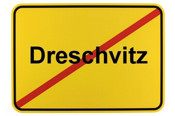 Illustration eines Ortsschildes der Gemeinde Dreschvitz in Mecklenburg-Vorpommern