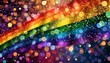 © Pauline - lgbt color festive background with shiny falling particles rainbow colorful abstract graphic for bright design gay lesbian transgender sparkling rainbow bokeh background