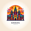 Barcelona Skyline: Colorful Abstract Warm-Toned Vector Illustration