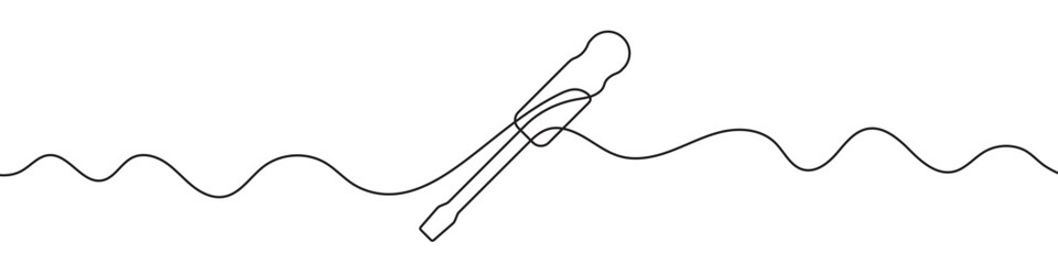Wall Mural - continuous editable line drawing of screwdriver. single line screwdriver icon.