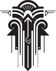Fototapete - Geometric Deco Fusion Logo Vector Design Vector Emblem Design Contemporary Bungalow Vision House Logo Vector Icon