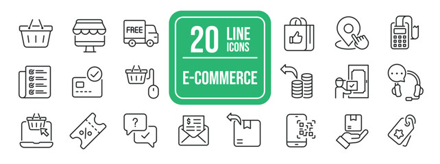 Wall Mural - e-commerce thin line icons. editable stroke. for website marketing design, logo, app, template, ui, 