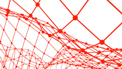 Poster - Red lines and dots on a white or transparent background. Structural lattice.