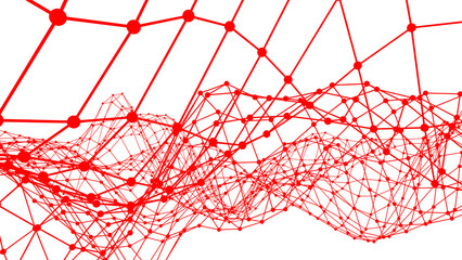 Poster - Red lines and dots on a white or transparent background. Structural lattice.