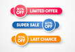 Rounded Label Set With Big Button And Price Cut Offer