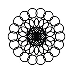 Poster - monochrome contour with circular pattern of geometric shapes vector illustration. Abstract design element. Religious Element design ornament. Art design pattern