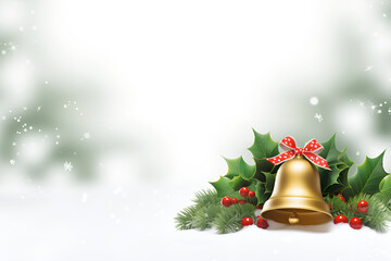 Wall Mural - christmas card with bells and holly