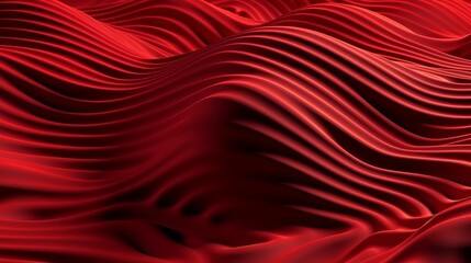 Wall Mural - Three dimensional render of red wavy pattern. Red waves abstract background texture. Print, painting, design, fashion. Line concept. Design concept. Art concept. Wave concept. Colourful background.