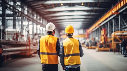 Canvas Print - male and famale warehouse worker engineer