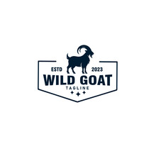 Goat Silhouette Vintage Badge Logo Design Vector Template